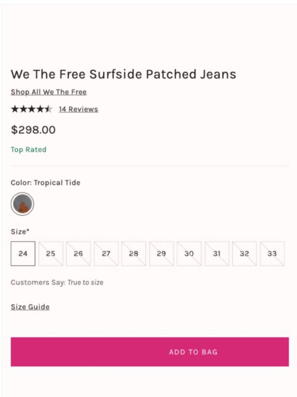 Free People We the Free Surfside Patched Jeans Size 25 NWT - Picture 8 of 11